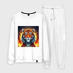 Костюм хлопковый мужской Огненный тигр, цвет: белый