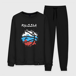 Костюм хлопковый мужской Russia basketball, цвет: черный