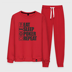 Костюм хлопковый мужской Eat, sleep, poker, repeat, цвет: красный