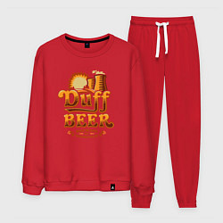 Костюм хлопковый мужской Duff beer brewing, цвет: красный