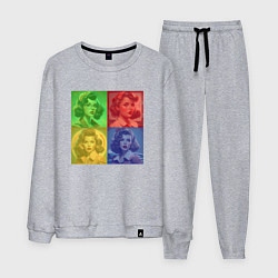 Костюм хлопковый мужской Цветные ретро девушки, цвет: меланж
