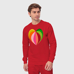 Костюм хлопковый мужской Цветное сердечко, цвет: красный — фото 2