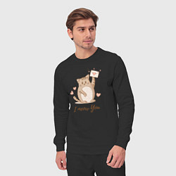 Костюм хлопковый мужской Котенок I meow you - Я тебя люблю, цвет: черный — фото 2
