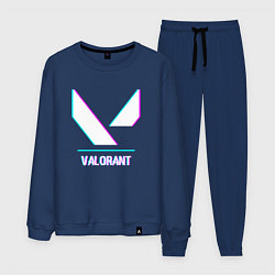 Костюм хлопковый мужской Valorant в стиле glitch и баги графики, цвет: тёмно-синий