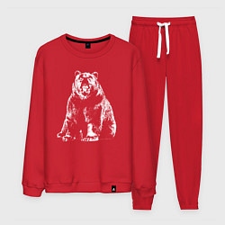 Костюм хлопковый мужской Силуэт медведя, цвет: красный