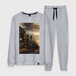 Костюм хлопковый мужской Стимпанк железная дорога, цвет: меланж