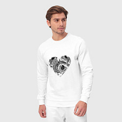 Костюм хлопковый мужской Сердце с абстрактным черно-белым узором, цвет: белый — фото 2