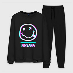 Костюм хлопковый мужской Nirvana glitch rock, цвет: черный