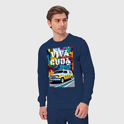 Костюм хлопковый мужской Viva Cuba - car - retro, цвет: тёмно-синий — фото 2