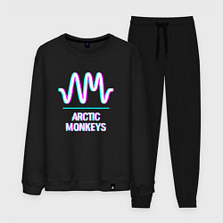 Костюм хлопковый мужской Arctic Monkeys glitch rock, цвет: черный