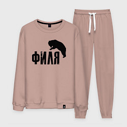 Костюм хлопковый мужской Филя м медведь, цвет: пыльно-розовый