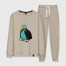 Костюм хлопковый мужской Уточка в курточке, цвет: миндальный