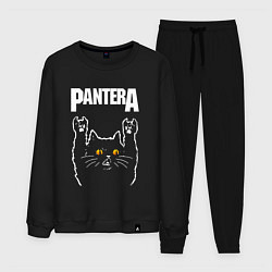 Костюм хлопковый мужской Pantera rock cat, цвет: черный