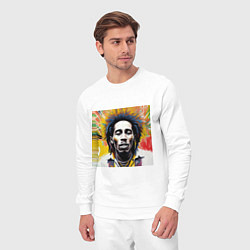 Костюм хлопковый мужской Арт Граффити Боб Марли, цвет: белый — фото 2