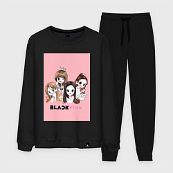 Костюм хлопковый мужской Blackpink в мультяшном стиле, цвет: черный