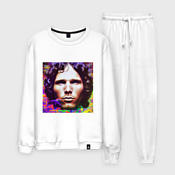 Костюм хлопковый мужской Jim Morrison Glitch 25 Digital Art, цвет: белый