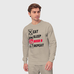 Костюм хлопковый мужской Eat sleep rush b repeat, цвет: миндальный — фото 2