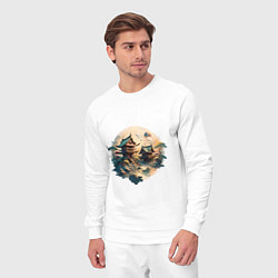 Костюм хлопковый мужской Японское святилище в стиле моротай, цвет: белый — фото 2