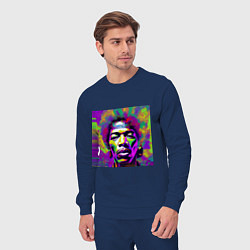 Костюм хлопковый мужской Jimi Hendrix in color Glitch Art, цвет: тёмно-синий — фото 2