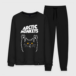 Костюм хлопковый мужской Arctic Monkeys rock cat, цвет: черный