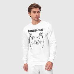 Костюм хлопковый мужской Foo Fighters - rock cat, цвет: белый — фото 2