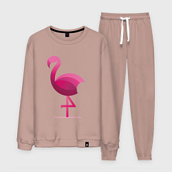 Костюм хлопковый мужской Фламинго минималистичный, цвет: пыльно-розовый