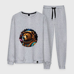 Костюм хлопковый мужской Медведь космонавт, цвет: меланж