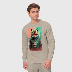 Костюм хлопковый мужской Dude fox - urban style, цвет: миндальный — фото 2