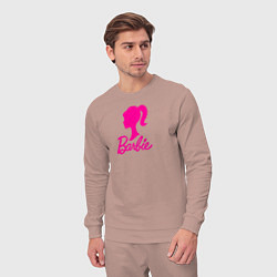 Костюм хлопковый мужской Розовый логотип Барби, цвет: пыльно-розовый — фото 2
