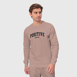 Костюм хлопковый мужской Positive vibes only, цвет: пыльно-розовый — фото 2