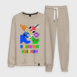 Костюм хлопковый мужской Rainbow Friends персонажи, цвет: миндальный