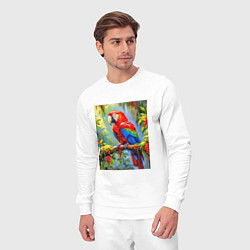 Костюм хлопковый мужской Яркий красный ара, цвет: белый — фото 2