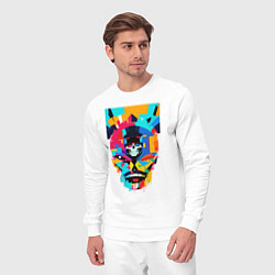 Костюм хлопковый мужской Funny skull - pop art, цвет: белый — фото 2