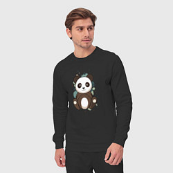 Костюм хлопковый мужской Странная панда, цвет: черный — фото 2