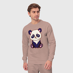 Костюм хлопковый мужской Милашка панда, цвет: пыльно-розовый — фото 2