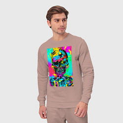 Костюм хлопковый мужской Cool skull - pop art - vogue, цвет: пыльно-розовый — фото 2