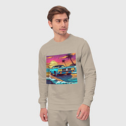 Костюм хлопковый мужской Автомобиль Dodge в стиле retrowave, цвет: миндальный — фото 2