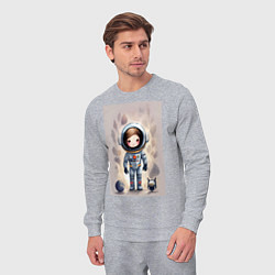 Костюм хлопковый мужской Милый маленький космонавт - нейросеть, цвет: меланж — фото 2