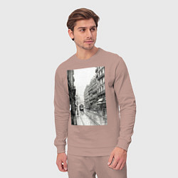 Костюм хлопковый мужской Черно-белый париж, цвет: пыльно-розовый — фото 2