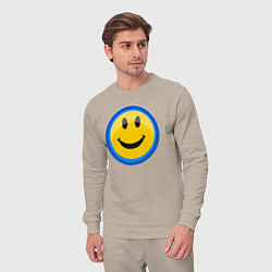 Костюм хлопковый мужской Смайлик улыбающийся эмодзи, цвет: миндальный — фото 2
