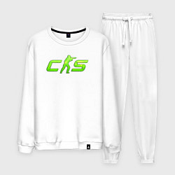 Костюм хлопковый мужской CS2 green logo, цвет: белый