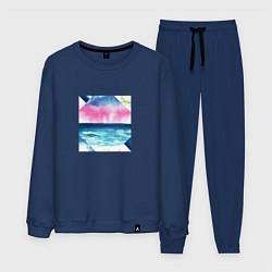 Костюм хлопковый мужской Абстрактное море закат рассвет, цвет: тёмно-синий