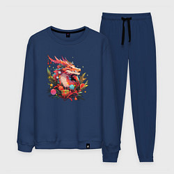 Костюм хлопковый мужской Christmas angry dragon, цвет: тёмно-синий