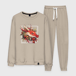 Костюм хлопковый мужской Christmas red dragon, цвет: миндальный