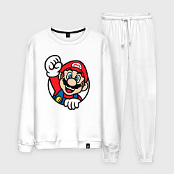 Костюм хлопковый мужской Марио значок классический, цвет: белый