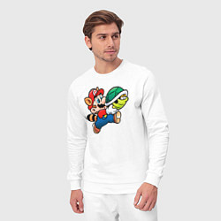 Костюм хлопковый мужской Марио несёт черепашку, цвет: белый — фото 2