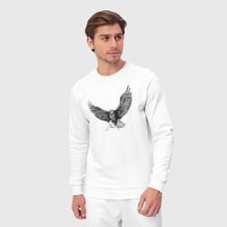 Костюм хлопковый мужской Орёл машет крыльями, цвет: белый — фото 2