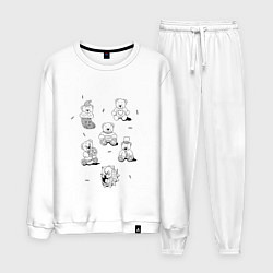 Костюм хлопковый мужской Мишки - раскраски, цвет: белый