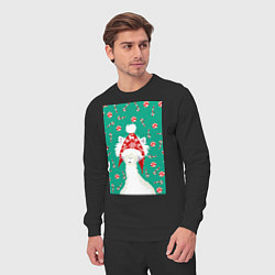 Костюм хлопковый мужской Лама - альпака в ушанке, цвет: черный — фото 2