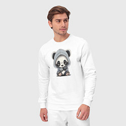 Костюм хлопковый мужской Грустная панда, цвет: белый — фото 2